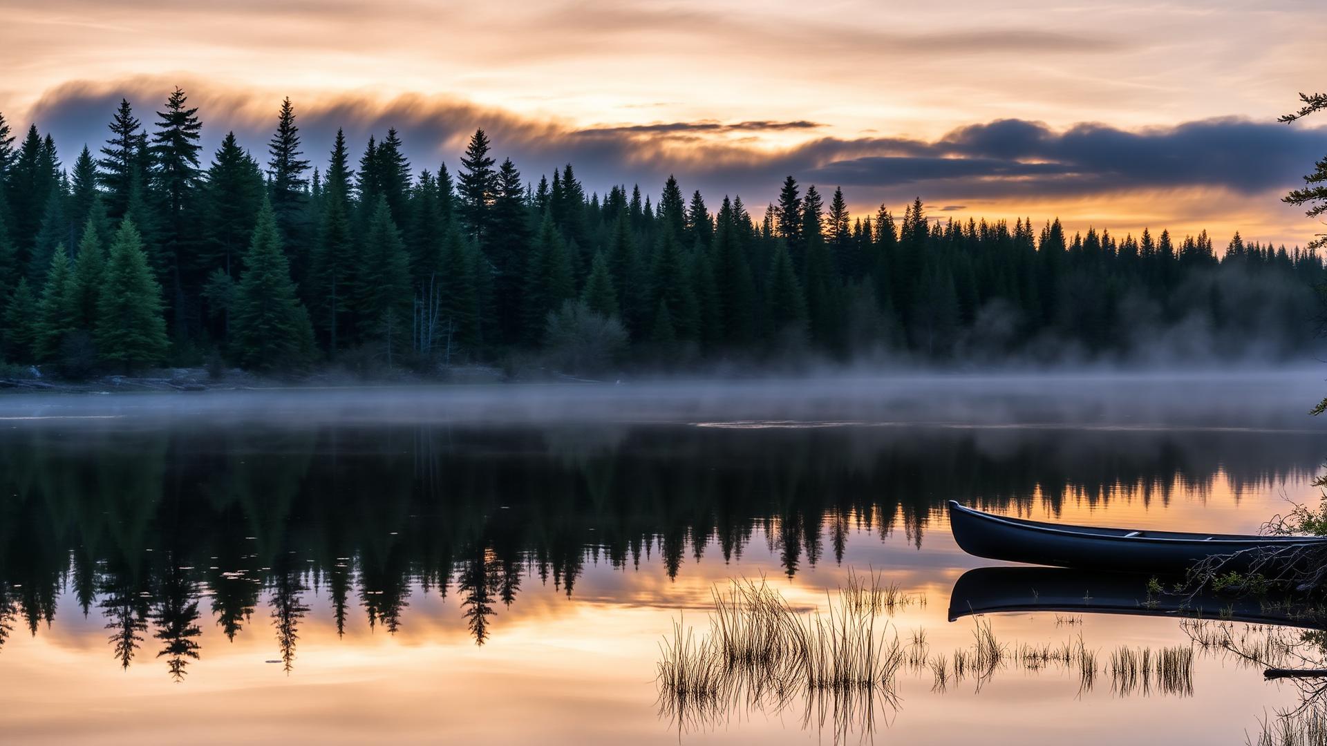 Calm northern Minnesota lake at sunrise